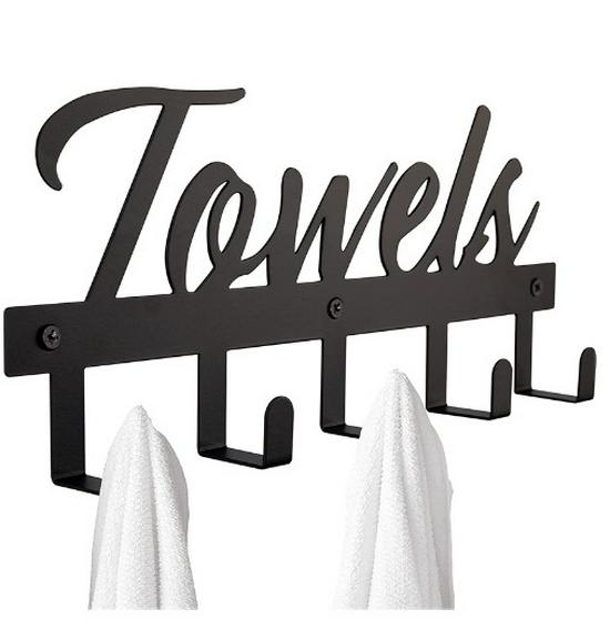 No-Drill Wrought Iron Towel & Hat Hook for Door Storage