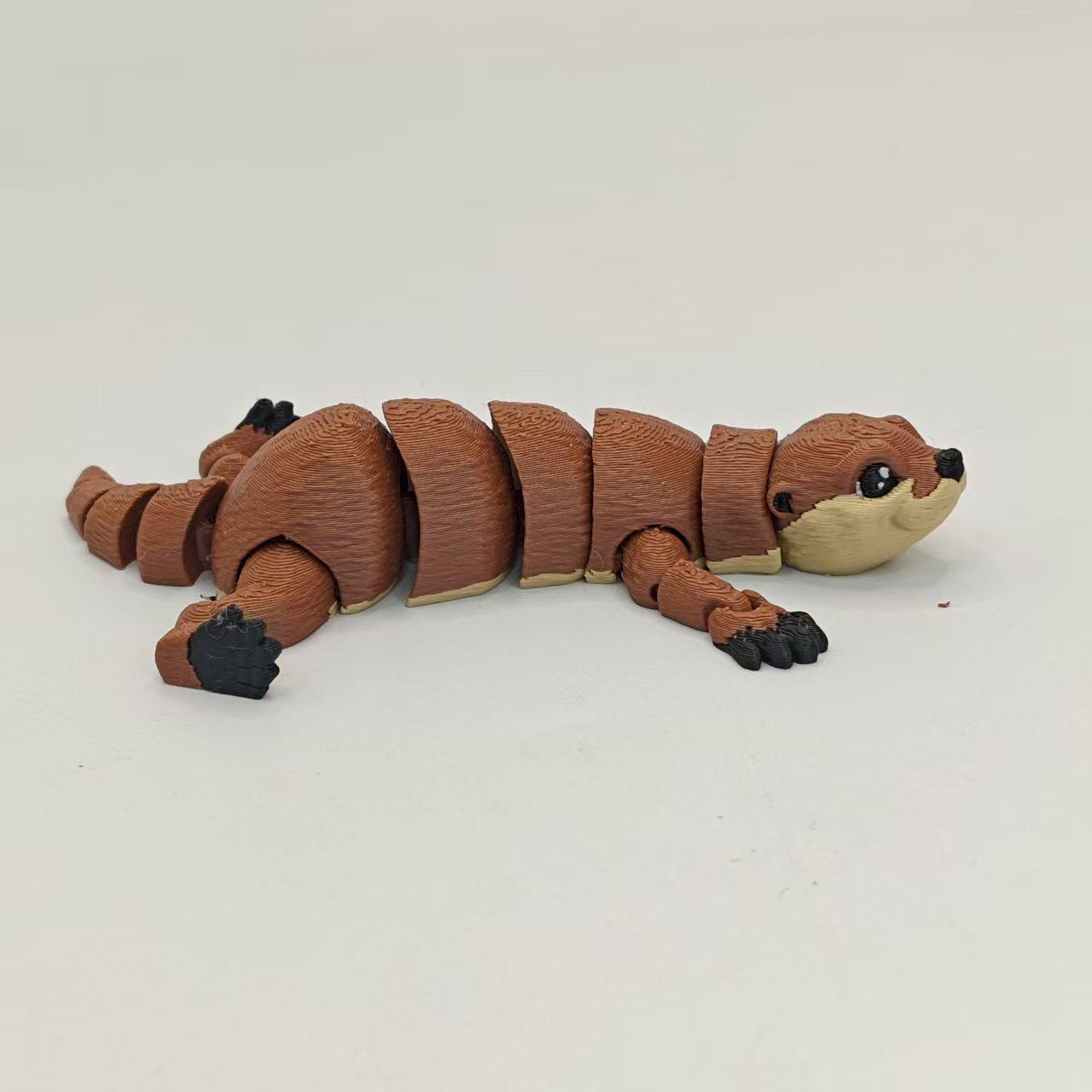 

12cm Cute Otter 3D Printed Toy With Realistic Movable Joints Animal Otter Toy Model Desktop Ornament Children Cognitive Toy Gift