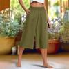 Feamle Casual and Versatile Wide Leg Pants with Pockets Lightweight High Waisted Loose Cropped Capris