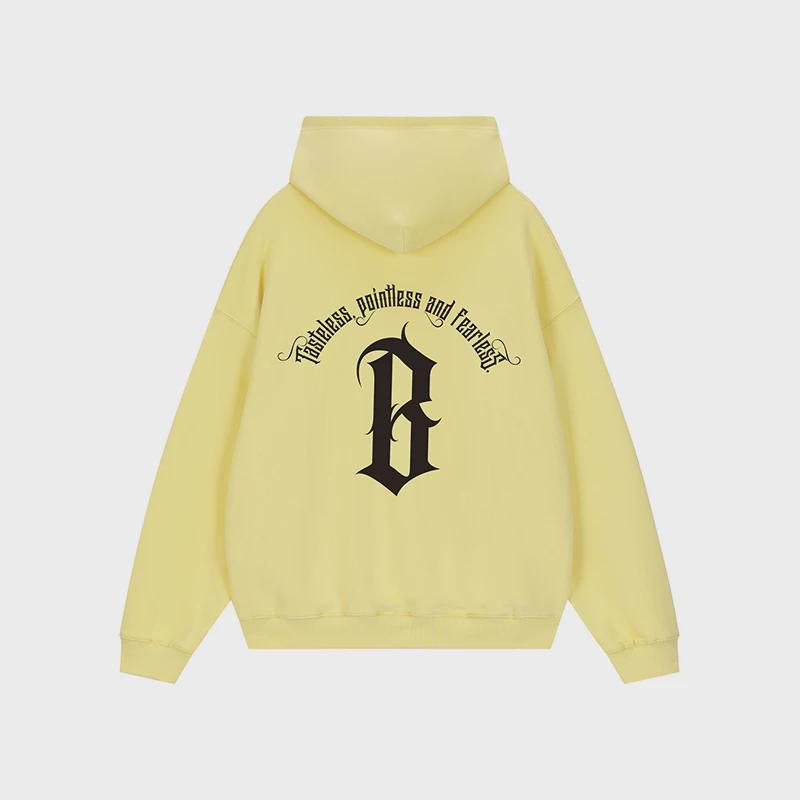Boneless Arc-Shaped Basic Font Letter Print Heavyweight Sweatshirt American High Street Retro Long-Sleeve Top
