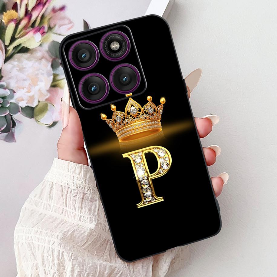 For Motorola Edge 60 Pro Case 2025 Luxury Crown Letters Soft Silicone Black Phone Cover For Moto Edge 60 Fusion 60s Edge60 Funda