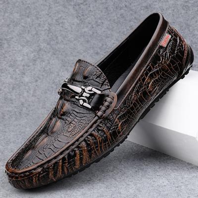 Men Cow Leather Crocodile Grain Style Loafers High Quality Business Casual Shoes Handmade Men Genuine Leather Moccasins Men Driving Shoes
