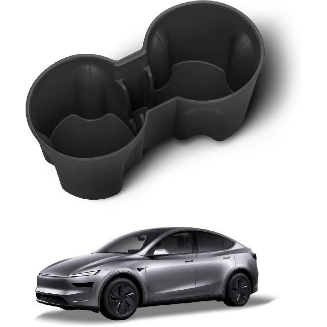 LUCKEASY Center Console Water Cup Holder for 2026 2025 Tesla Model Y Juniper New TPE Car Interior Organizer Center Console Water Drink Limiter Holder
