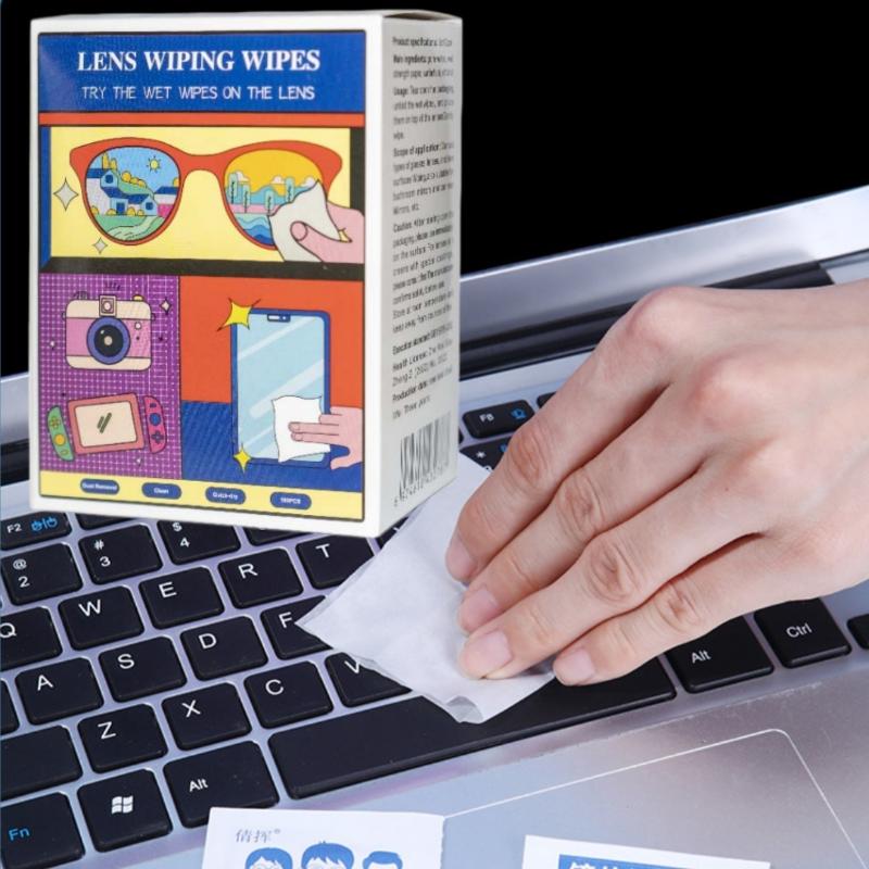 100 Pieces Glasses Wipes Anti-Fog Screen Cleaning Cloth Accessories Alcohol Wipe Pad Lens Cleaning Wipes Microfiber Tools