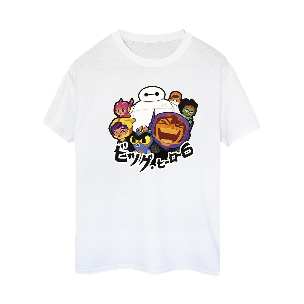 Disney Womens/Ladies Big Hero 6 Baymax Group Manga Cotton Boyfriend T-Shirt