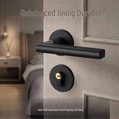 Black Iron Magnetic Silent Indoor Door Lock with Wooden Handle