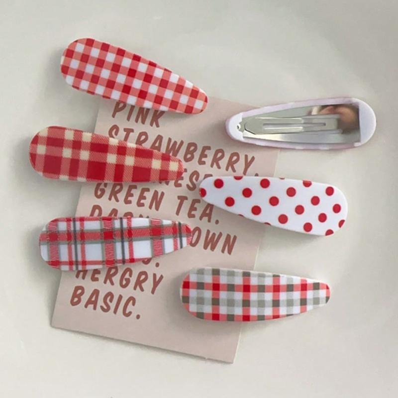Red Polka Dot & Plaid Hair Clips, Fashion Accessories Suitable for Women, Daily Wear, Photo Shoots, Parties