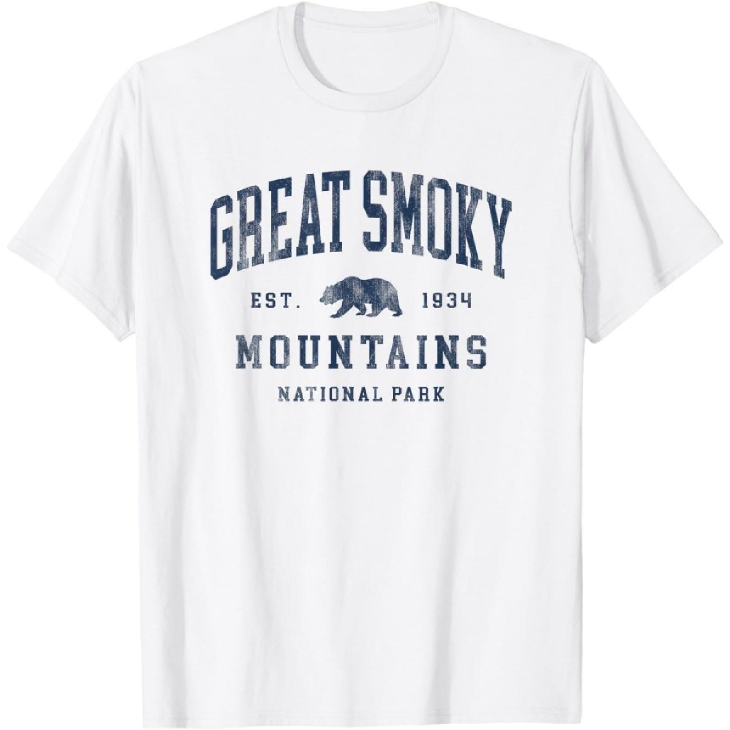 Retro Great Smoky Mountains National Park Mens Womens Hiking T-Shirt S