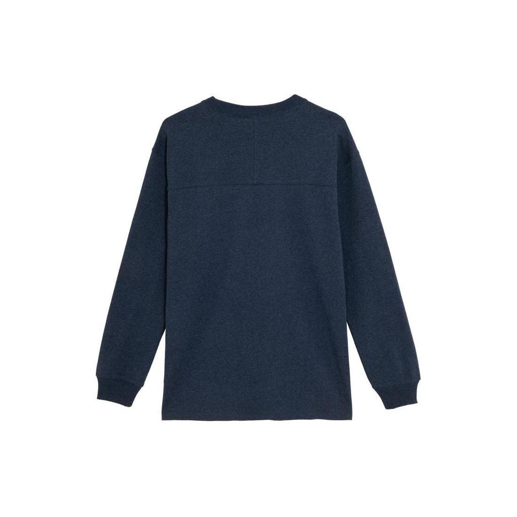 Puma Navy Pack Solid Color Loose Fit One Side Pocket Design Round Neck Long Sleeve T-Shirt Unisex Tops Navy-Blue 623126-16