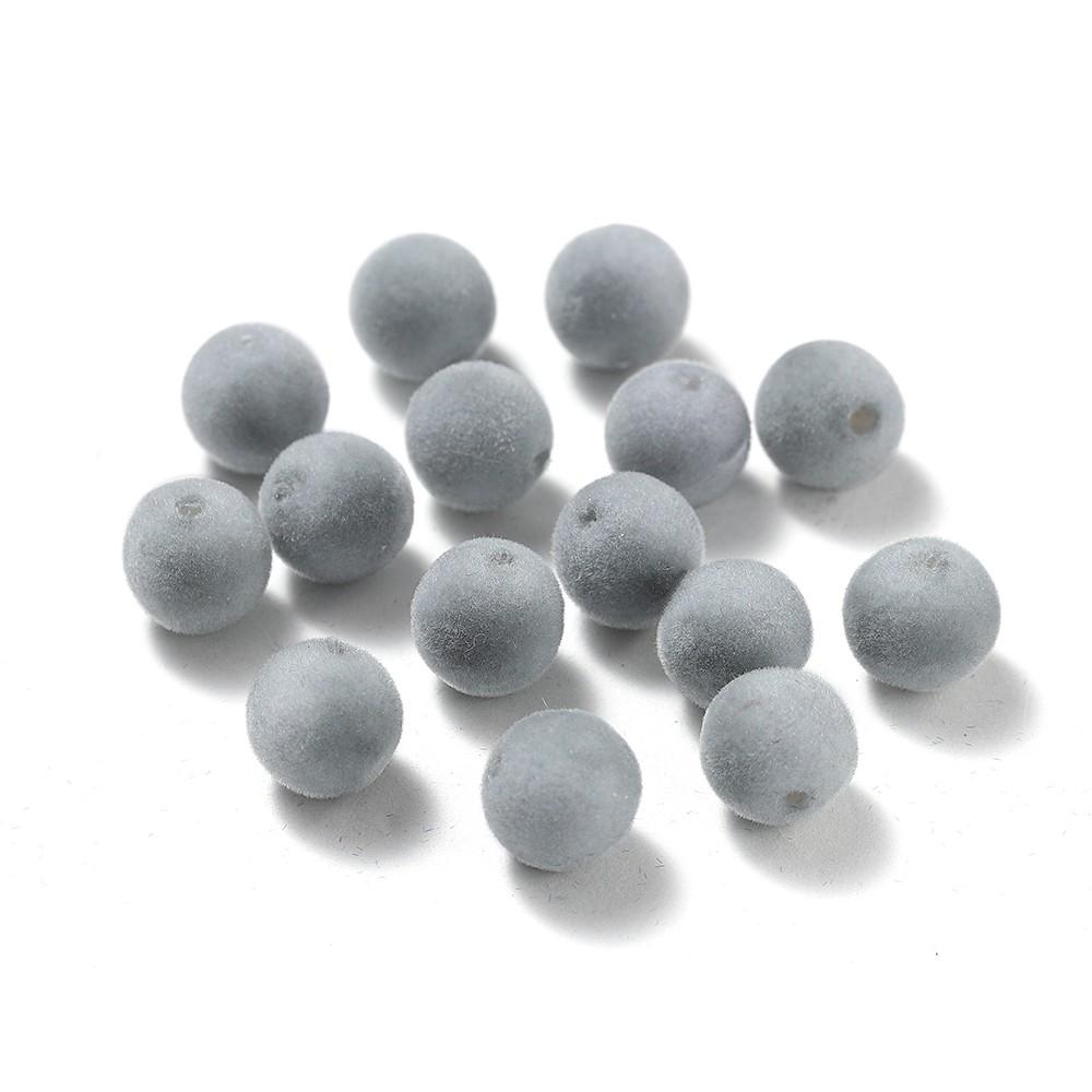 30 Pezzi 8/10mm Colorati Feltro Floccato Peluche Perline Acriliche Perline Distanziatrici Sfuse per Orecchini Braccialetti Fai da Te Accessori per la Creazione di Gioielli
