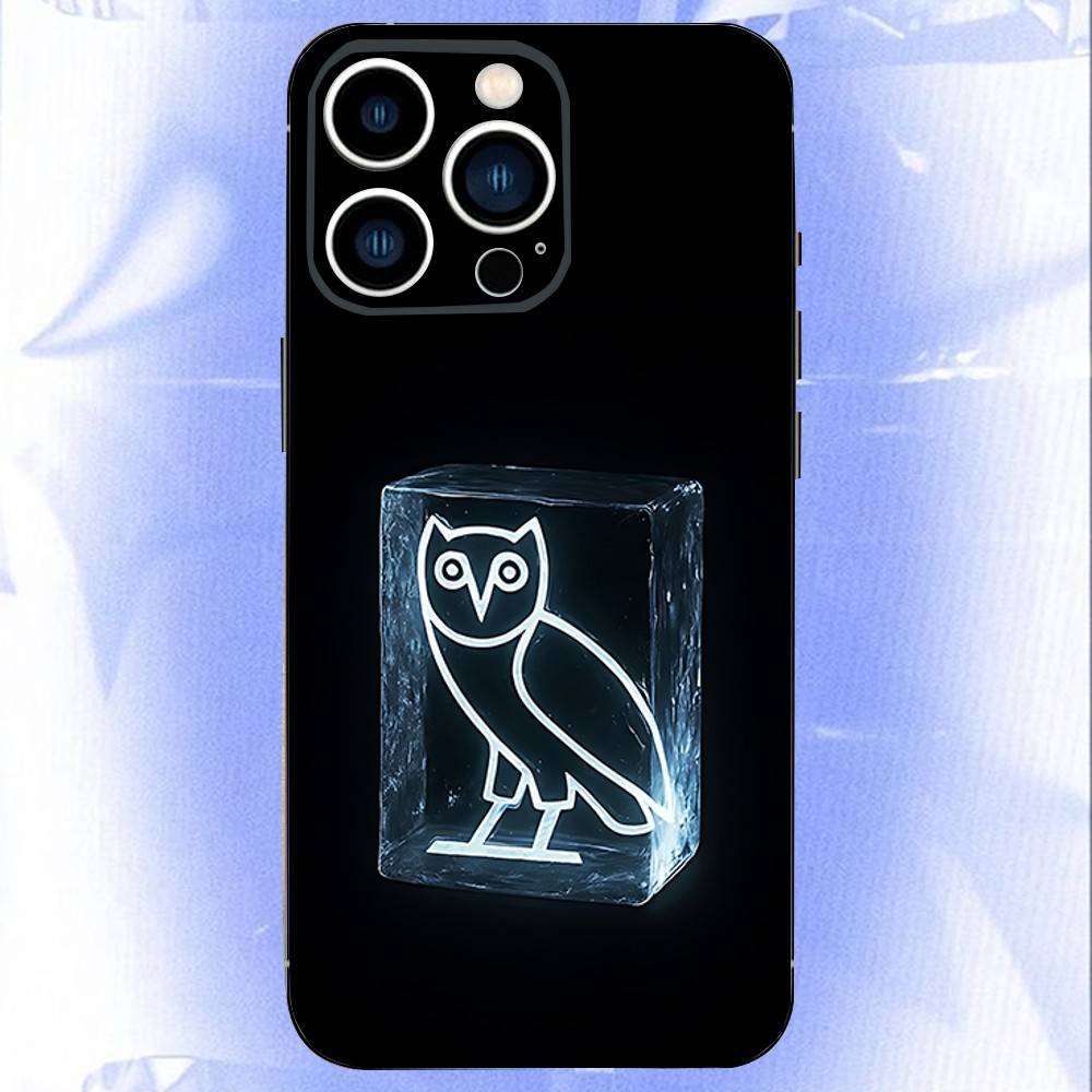 Custodia per Telefono D-Drake O-OvO OWL LOGO Per iPhone 17,16,15,14,13,12,11,Pro,XS,Max,XR,Plus,E,SE4,Mini Cover Morbida Nera