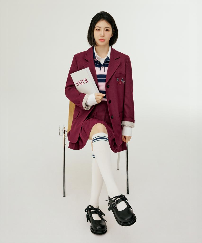Seteo (W) Pleated Mini Skirt Burgundy