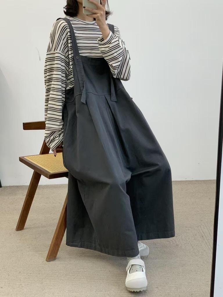 Kibu Jianchuan Spring Japanese Plus Size Casual Wide Leg Overalls Pants