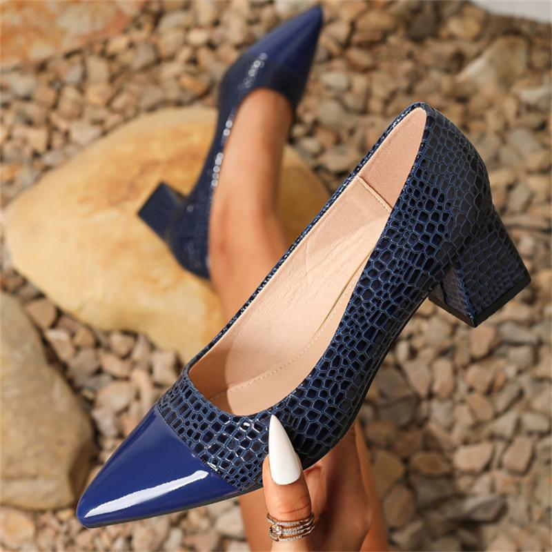 Size36-45 Female Patent Leather Pumps Pointed Toe Spring Summer Women Shoes Elegant Square High Heels Women's Black Office Shoes
