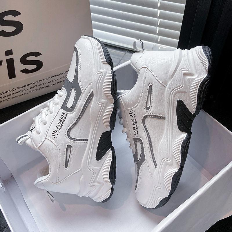 

Туфли Женские 2025 Весна и Осень Новые Спортивные Повседневные Кожаные Туфли Корейская Версия Маленькие Белые Туфли Студенческие Папины Кроссовки 40 белый