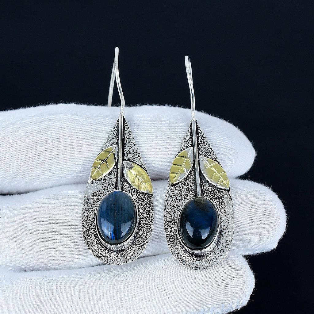 Labradorite Gemstone Earrings, 925 Sterling Silver Earrings, Handmade Silver Earrings For Gift, Labradorite Dangle Earrings Valentine's Day Gift