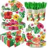 Hibiscus Hawaiian Party Set: Disposable Plates, Napkins, Tablecloths & Decorations