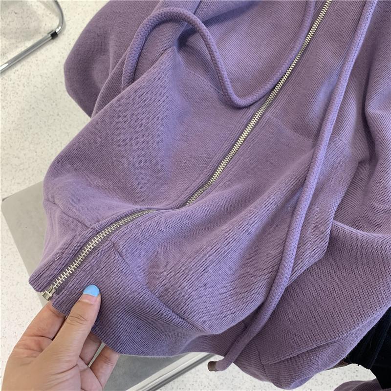 Kapuzenpullover Damen Herbst und Winter Lockere koreanische Strickjacke Lässiger dünner Kapuzenpullover Kapuzenjacke mit Reißverschluss Damenbekleidung