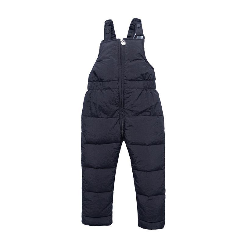 2026 Kids' Down Cotton Pants: Warm Autumn/Winter Overalls for Boys & Girls, Solid Colors.