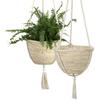 Straw Woven Basket Portable Suspended Wall Hanging Flower Plant Suspension Basket for Balcony