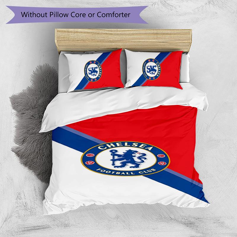 Set Lenzuola 3 Pezzi Stampato Chelsea FC Morbido Delicato sulla Pelle Lavabile Copripiumino e Federe Set Tutte le Stagioni Camera da Letto