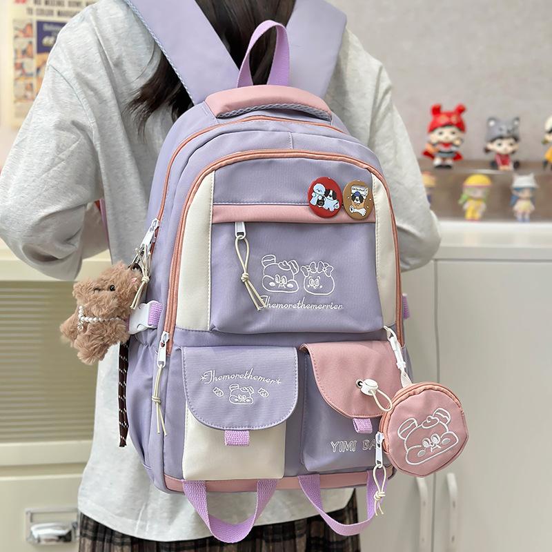 Korean Version Ins Large-capacity College Style Contrasting Color Student Schoolbag New Men's and Women's Backpacks Junior High School High School