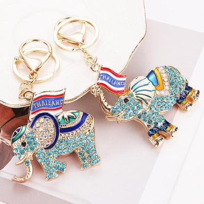 Rhinestone Elephant Keychain Souvenir - Thailand Bangkok Charm