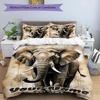 3PC Custom Name "Elephant Majesty Art" Bedding Set Printed Bedding Set Duvet Cover Closure Includes 1 Duvet Cover & 2 Pillowcases for All Seasons Bedr