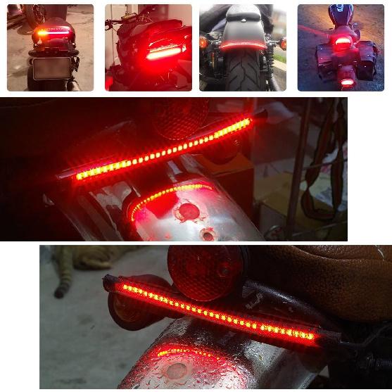 KVAEY 2PCS Universal LED Strip Tail Brake Stop Light, 8" Flexible LED Light Strip Turn Signal License Plate Lights, 12V Waterproof 32LED Light Strip