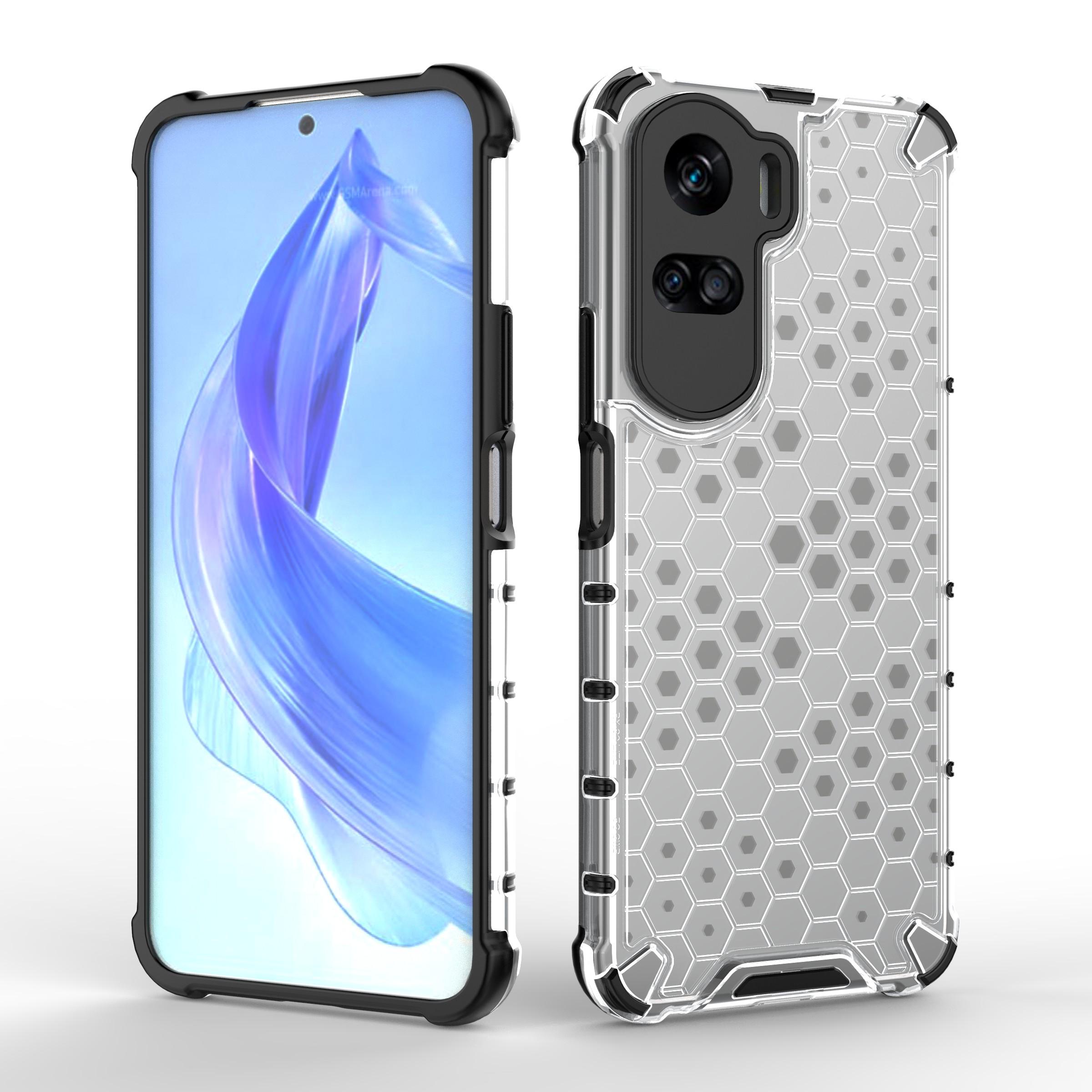 

For Honor 90 Lite 5G Cover Anti-scratch TPU+PC Honeycomb Texture Phone Case Red