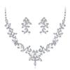 Women Bridal All-matching Jewelry Set Fashionable Diamond Alloy Necklace + Earring Set