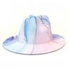 New Summer Unisex Tie-dye Jazz Hats Fashion Women White Black Fashion Luxury Hat Men Wide Brim Cowboy Fedoras Church Panama Cap
