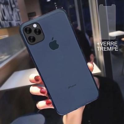 Silikonhülle - E.F.Connection - iPhone 13 mini - Marineblau - 2 gehärtete Gläser - Bildschirmschutz