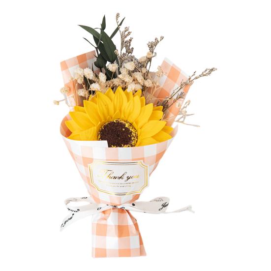 

1/2Pcs Mini Fake Rose Sunflower Bouquet Handcrafted Soap Flower Petals Artificial Floral Decoration Valentine s Day Anniversary Birthday Romantic Gift 1pc помаранчевий