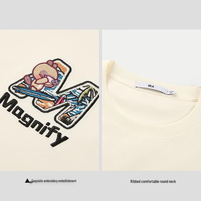 HLA Herren MiG Co-Branding Lockeres Rundhals-T-Shirt
