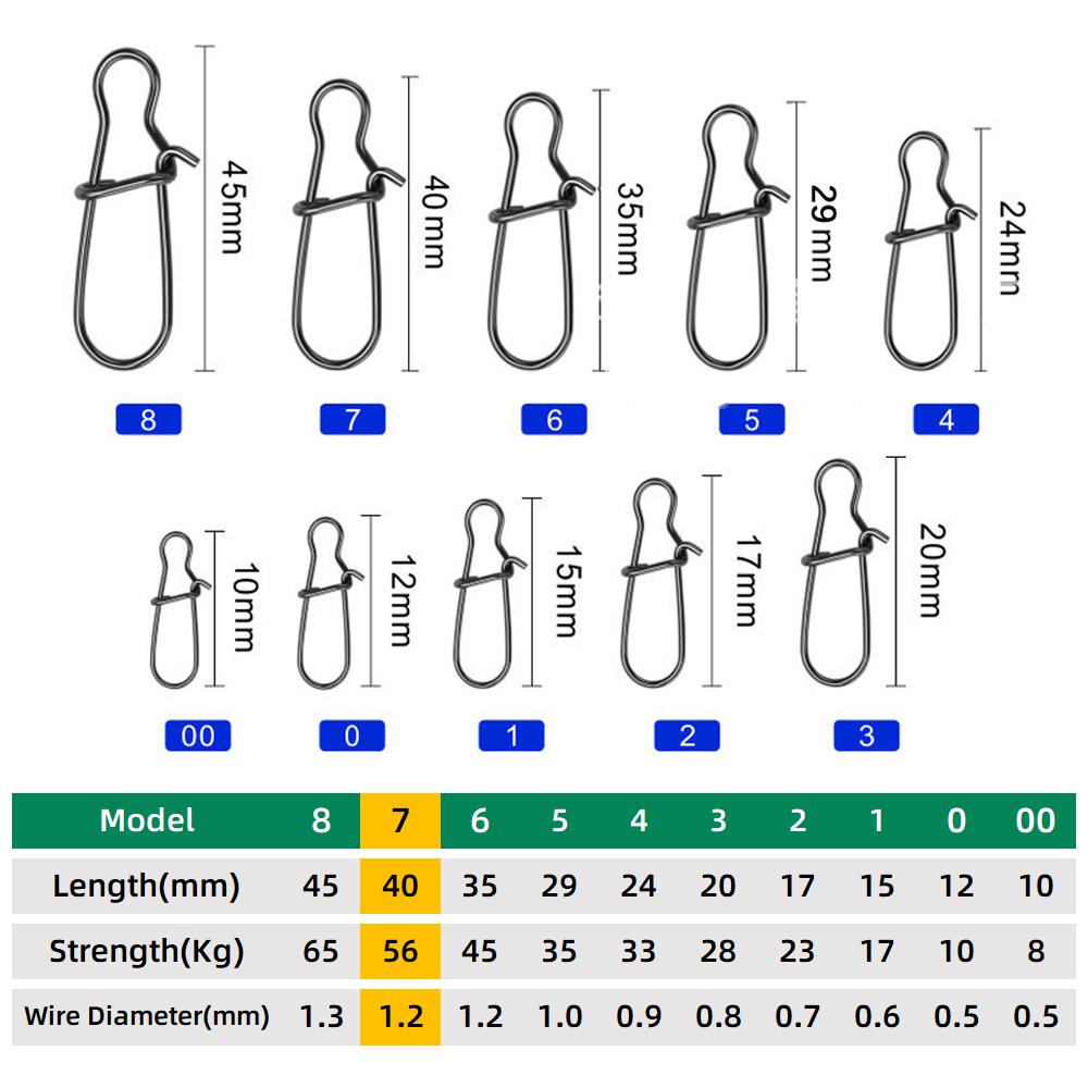 DNDYUJU 50 Stück Edelstahl Angelverbinder Schnellverschluss Verriegelung Wirbel mit Snap Solide Ringe Sicherheits-Snaps Angelhaken Werkzeug Snap