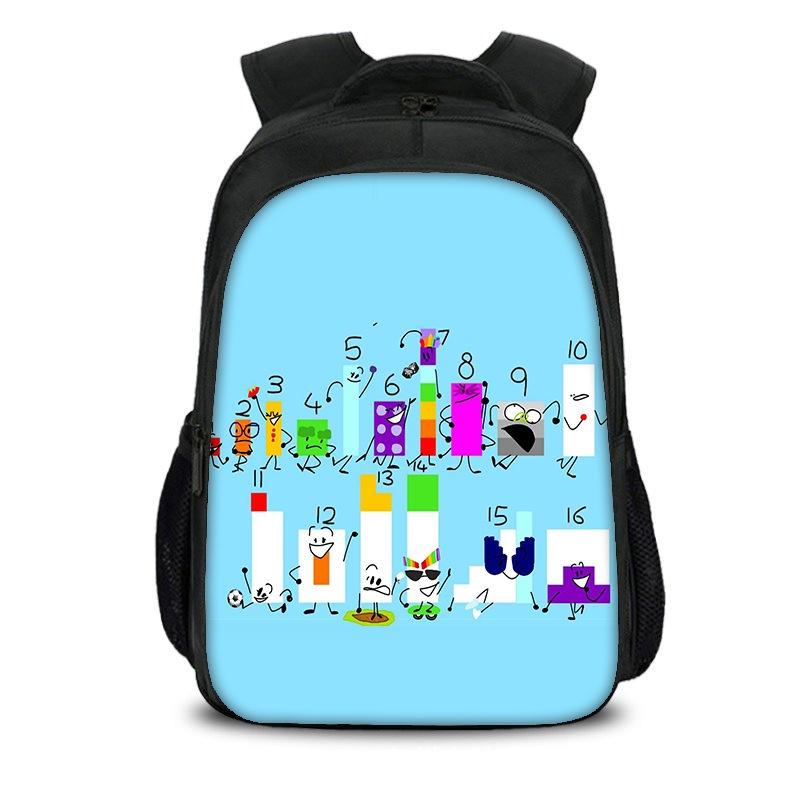 Plecak dla dzieci chłopców dziewcząt Numberblocks Torba szkolna Plecak podróżny Duża pojemność Wytrzymały materiał nylonowy Przestronna pojemność 20 l Wiele przegródek