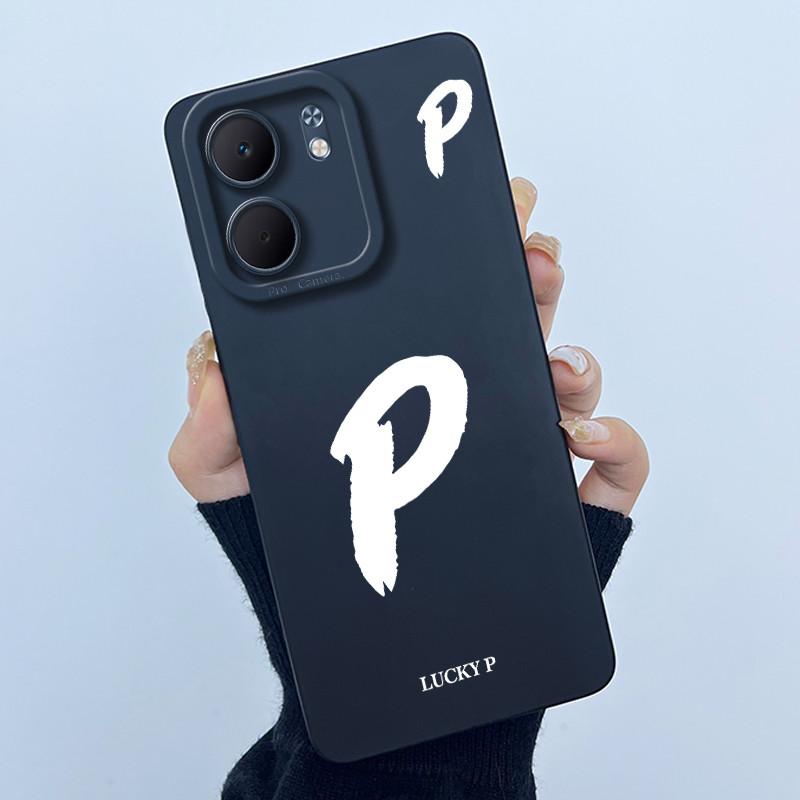 For OPPO A5x CPH2725 Cover Case Lucky Initial Letter Couple Silicone Soft Matte Phone Bumper for Oppo A5x 4G 5G 2025 Casing