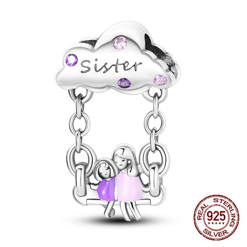 Double Sided Heart Sisters Charm Copper Tree Of Life Family Dangle Pendant Fit Bracelet Necklace Diy Jewelry