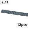 12Pcs Technical Plate 2x14 Dots Long Thin Building Block Bricks Compatible with 91988 DIY Toys