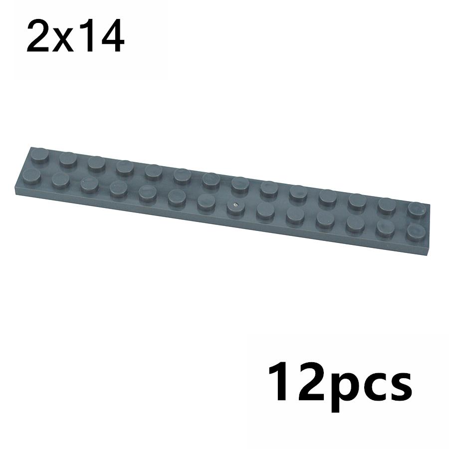 12Pcs Technical Plate 2x14 Dots Long Thin Building Block Bricks Compatible with 91988 DIY Toys