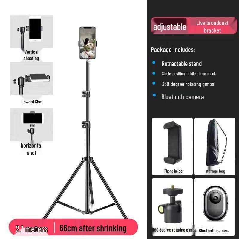 Multifunctional Phone Holder: Bluetooth Remote Selfie Stick & Floor Tripod for Live Streaming
