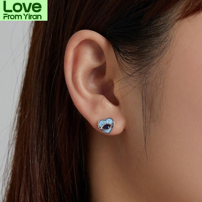  Color Devil Eye Earrings Western Women Mythical Blue Cubic Zircon Heart Shape  Color Earrings Jewelry Sce1134Heart Jewelry