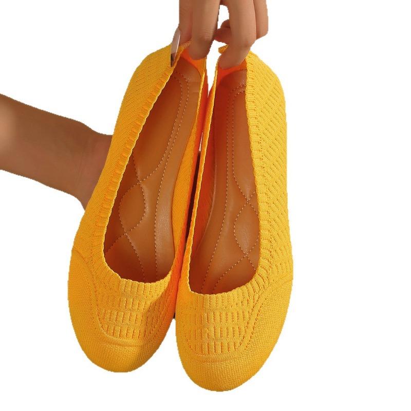 Wish Large Size Round Head Flat Bottom Lazy Single Shoes Women's Flying Weaving Breathable Flat Heel Shallow Mouth Work Shoes Ebay