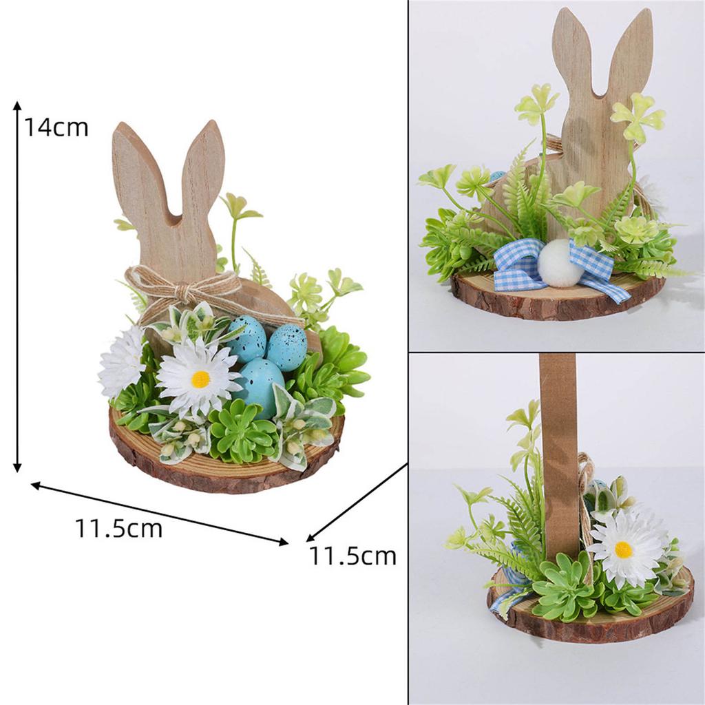 Easter Rabbit Eggs Crafts Desktop Ornament Simple Assembly Wood Plastic Blend Indoor Outdoor Holiday Decoration