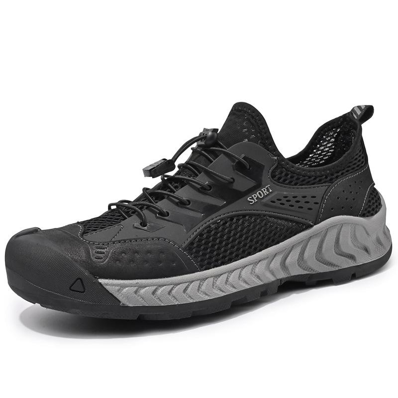 

Outdoor hiking shoes men s thin breathable fly-woven sneakers 38 чёрный