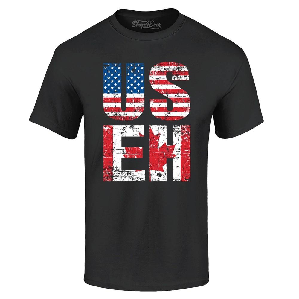 

US EH American Canadian Flag Humor T-shirt Canada Shirts 2XL