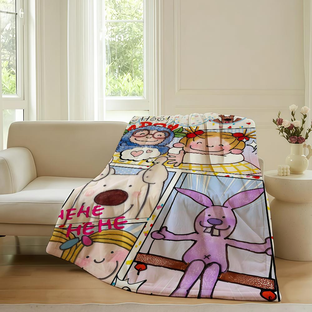 Cartoon cute Coco chan Blanket For Sofa Office Bed Plane Travel Sleep Read Relax Camping Soft And Warm