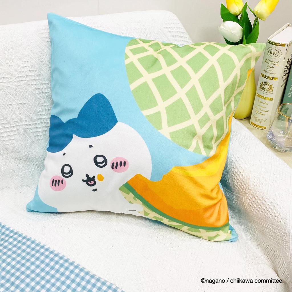 MORIPiLO Chiikawa Cushion Cover Melon Backrest Cushion Small and Cute Morishita Makura (Hachiware Green) 45x45cm, Cute, Soft, Cover, Stylish,