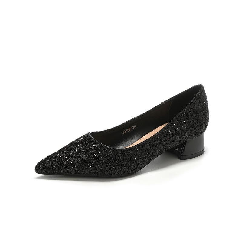 Low Heel Shiny Glitter Pointed Women's Shoes Red High Heels Comfortable Wedding Shoes Banquet Shoes Bridesmaid Shoes